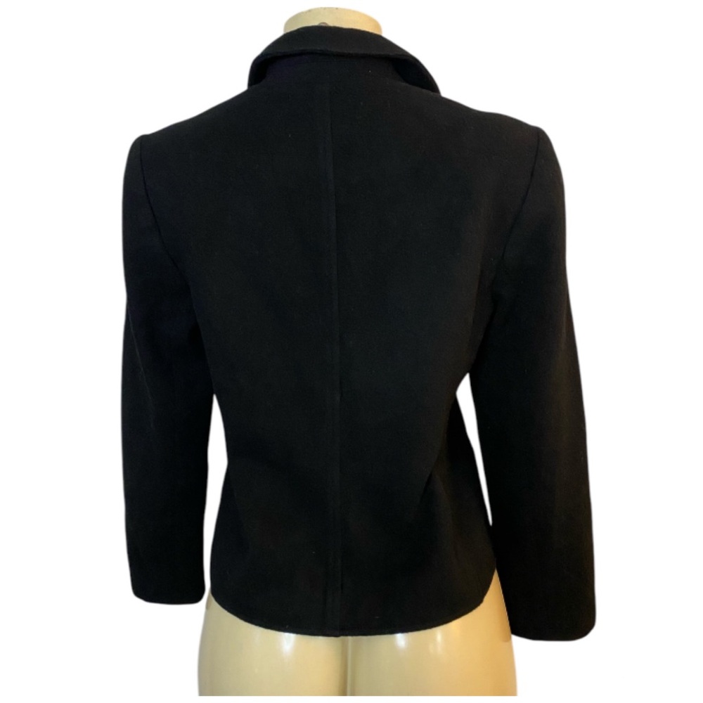 Vintage Louben Women Blazer 6P Black Wool Cashmere Button Front Jacket - Picture 5 of 6